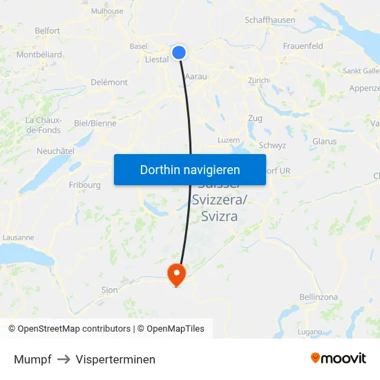 Mumpf to Visperterminen map