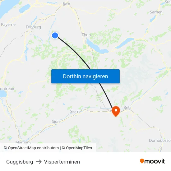 Guggisberg to Visperterminen map