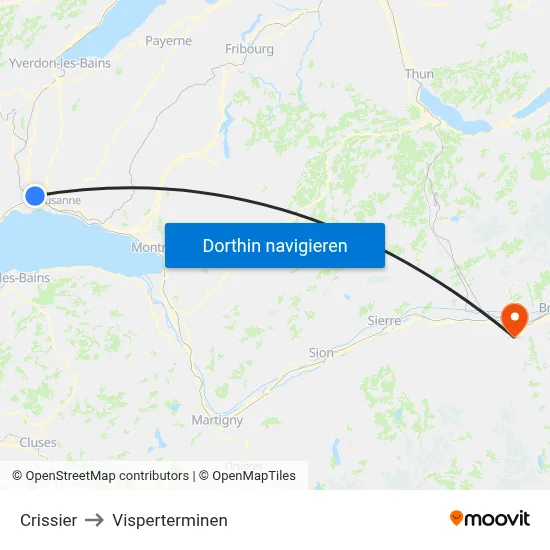 Crissier to Visperterminen map