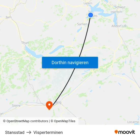 Stansstad to Visperterminen map