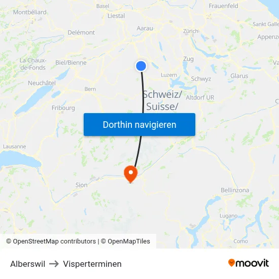 Alberswil to Visperterminen map