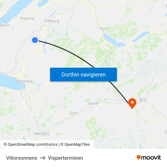 Villorsonnens to Visperterminen map