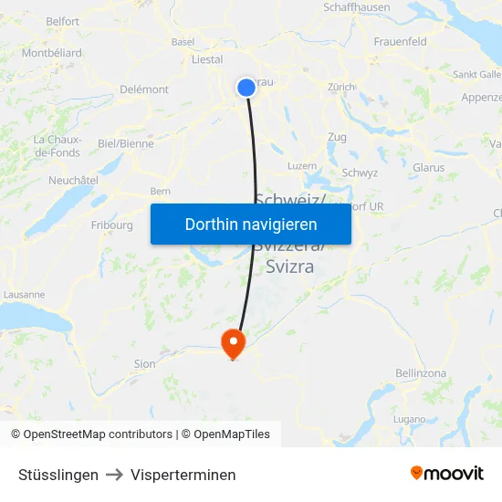 Stüsslingen to Visperterminen map