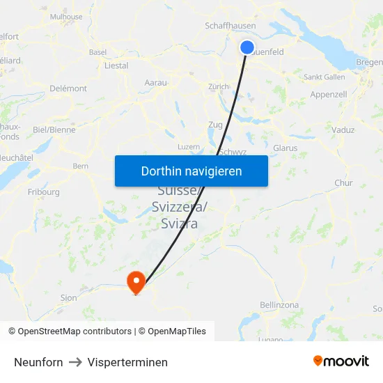 Neunforn to Visperterminen map