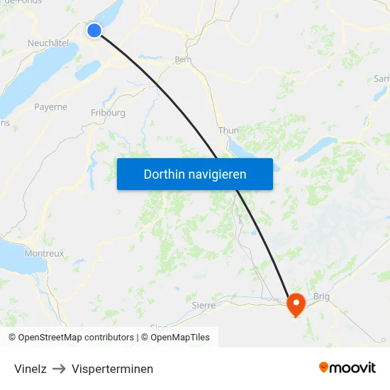 Vinelz to Visperterminen map