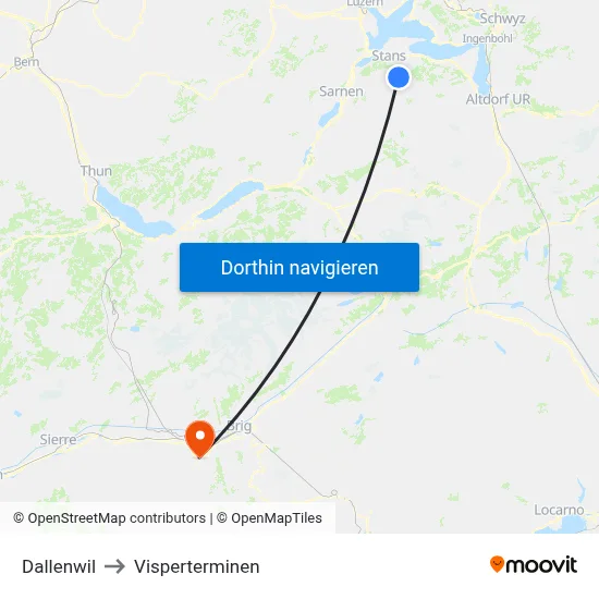 Dallenwil to Visperterminen map