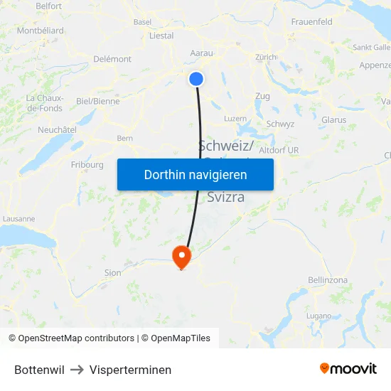 Bottenwil to Visperterminen map