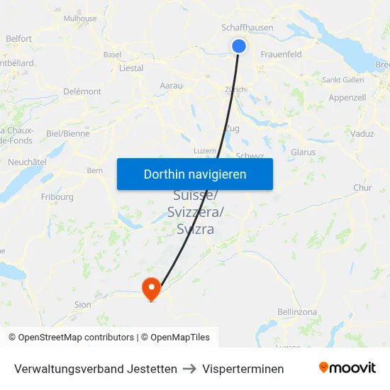 Verwaltungsverband Jestetten to Visperterminen map