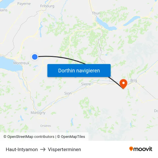 Haut-Intyamon to Visperterminen map