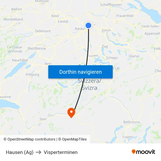 Hausen (Ag) to Visperterminen map