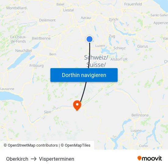 Oberkirch to Visperterminen map
