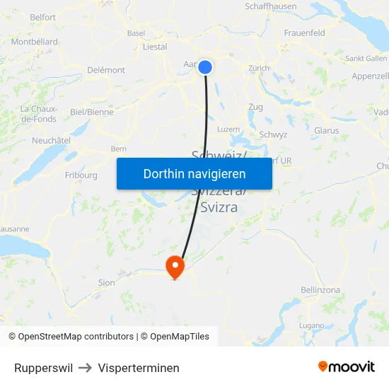 Rupperswil to Visperterminen map