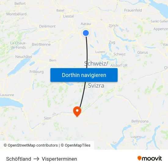 Schöftland to Visperterminen map