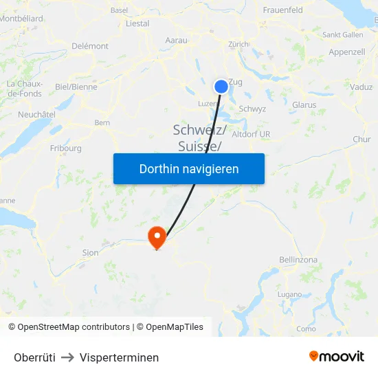 Oberrüti to Visperterminen map