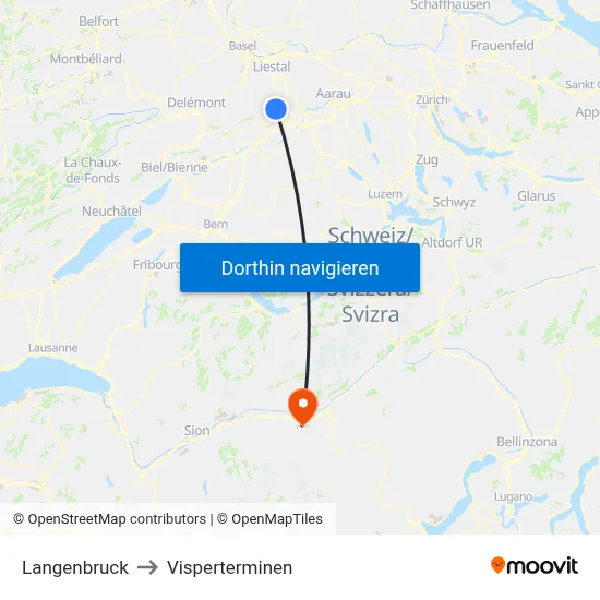 Langenbruck to Visperterminen map