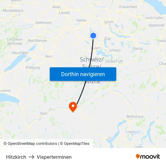Hitzkirch to Visperterminen map