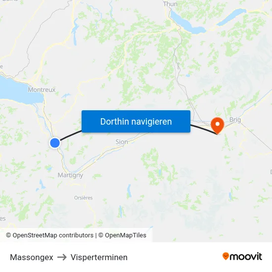 Massongex to Visperterminen map