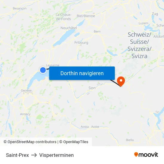 Saint-Prex to Visperterminen map