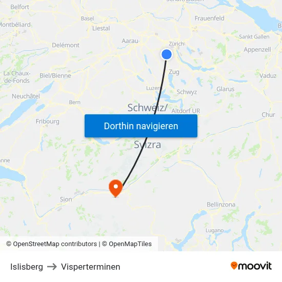 Islisberg to Visperterminen map