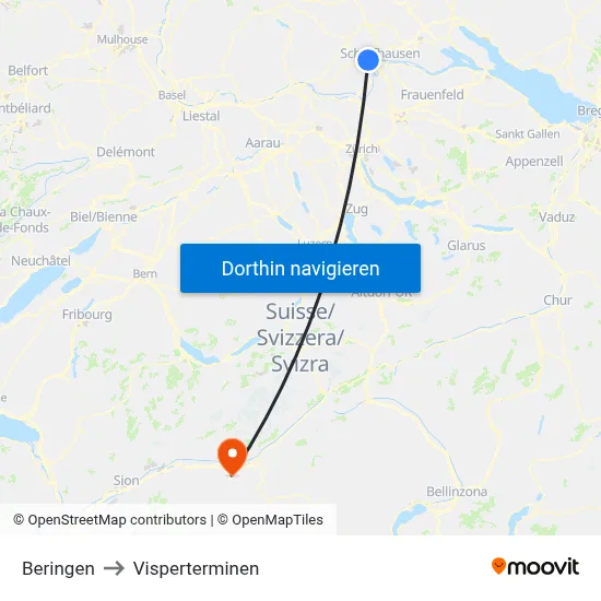 Beringen to Visperterminen map