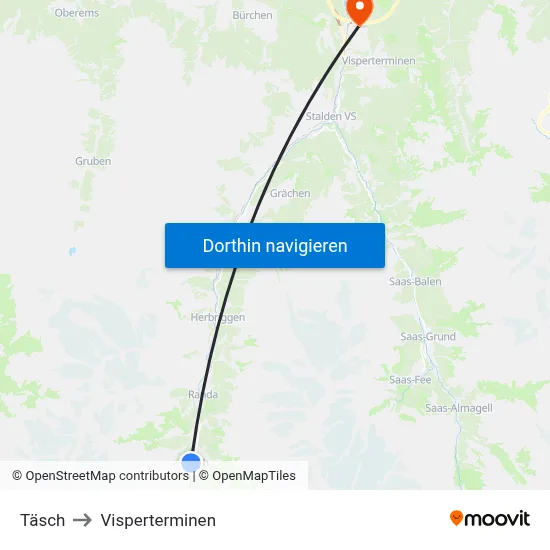 Täsch to Visperterminen map