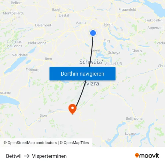 Bettwil to Visperterminen map