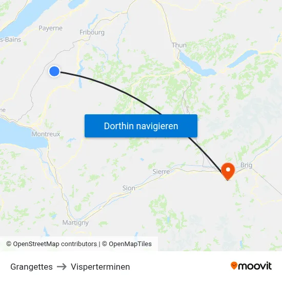 Grangettes to Visperterminen map