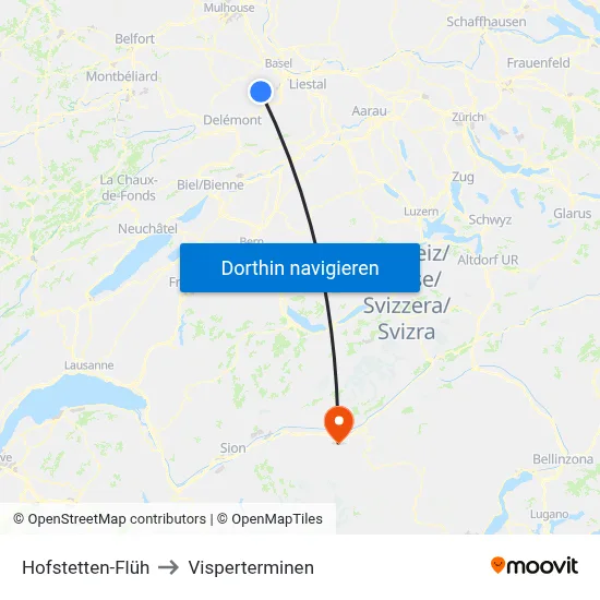 Hofstetten-Flüh to Visperterminen map