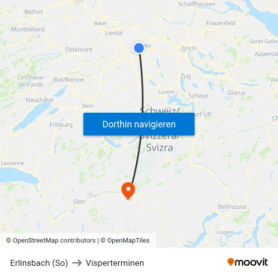 Erlinsbach (So) to Visperterminen map