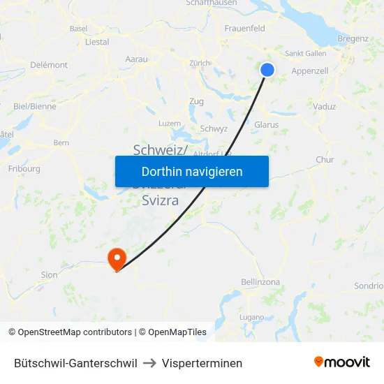 Bütschwil-Ganterschwil to Visperterminen map