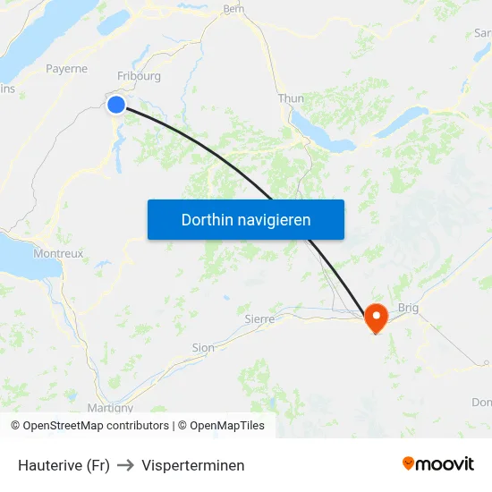 Hauterive (Fr) to Visperterminen map