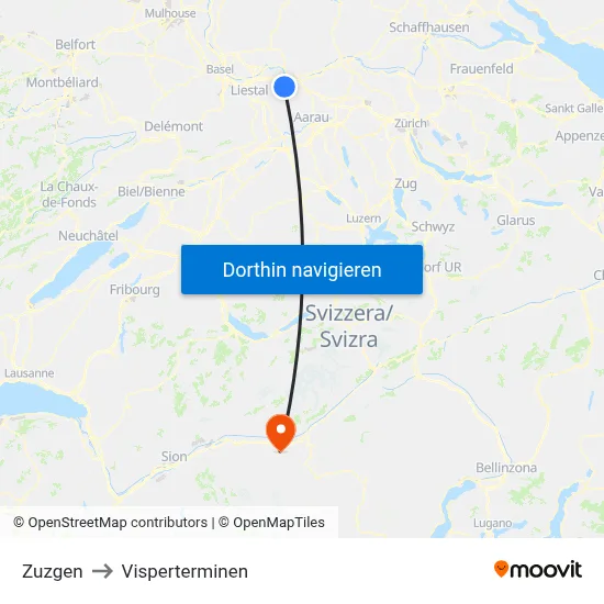 Zuzgen to Visperterminen map