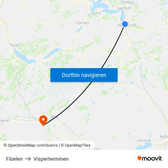 Flüelen to Visperterminen map