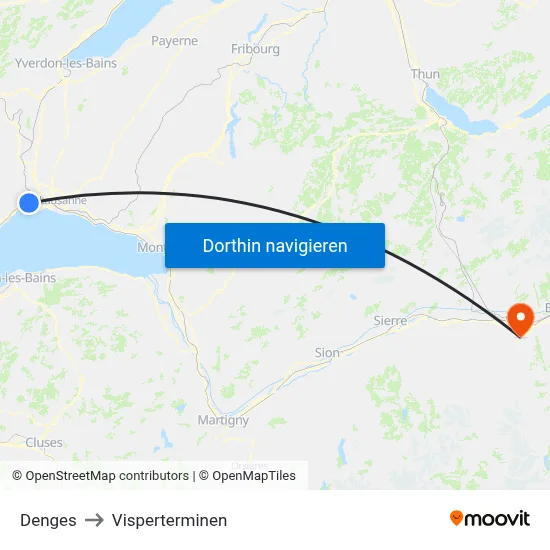 Denges to Visperterminen map