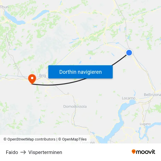 Faido to Visperterminen map