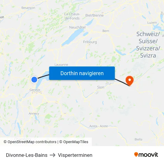 Divonne-Les-Bains to Visperterminen map