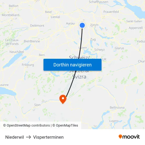 Niederwil to Visperterminen map