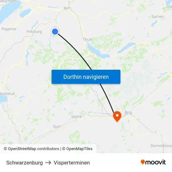 Schwarzenburg to Visperterminen map
