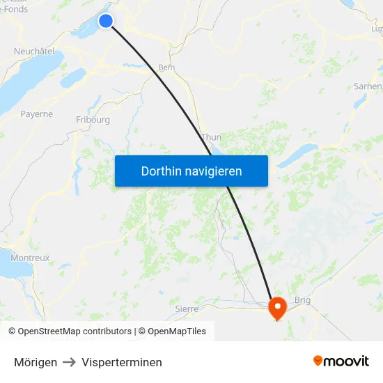 Mörigen to Visperterminen map