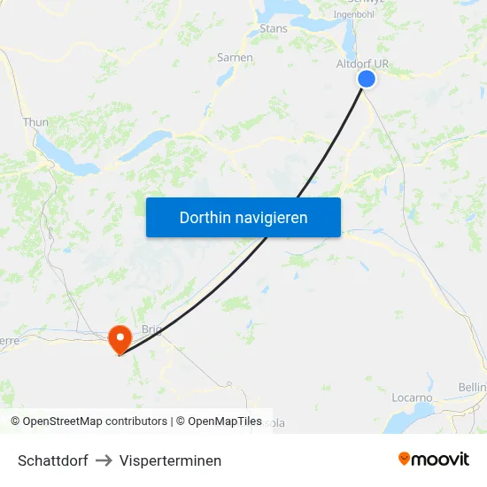 Schattdorf to Visperterminen map