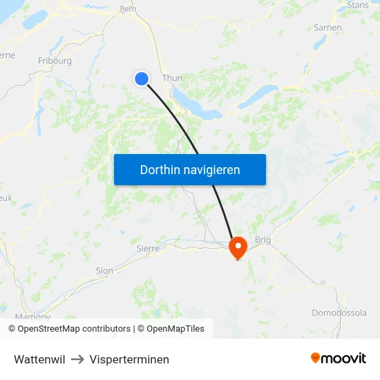 Wattenwil to Visperterminen map