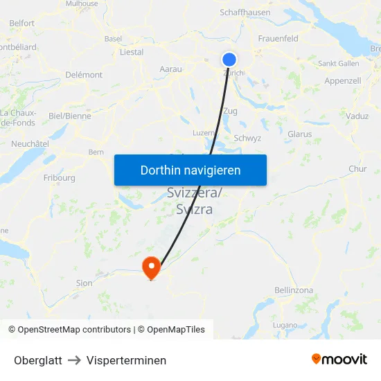 Oberglatt to Visperterminen map