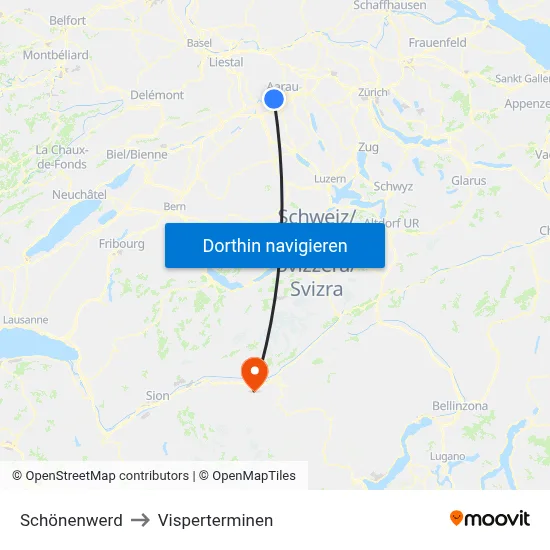 Schönenwerd to Visperterminen map