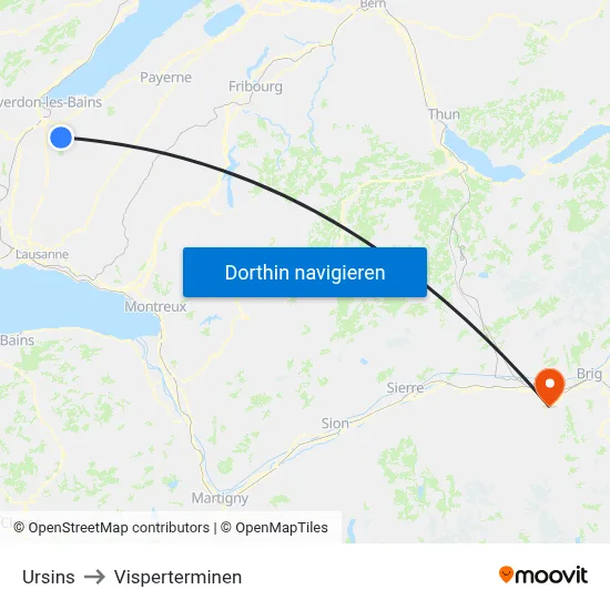 Ursins to Visperterminen map