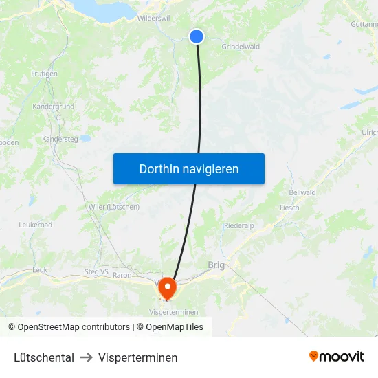 Lütschental to Visperterminen map