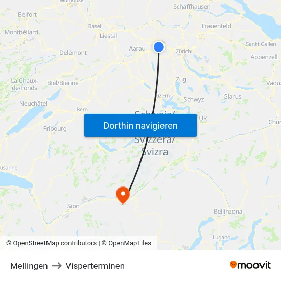 Mellingen to Visperterminen map