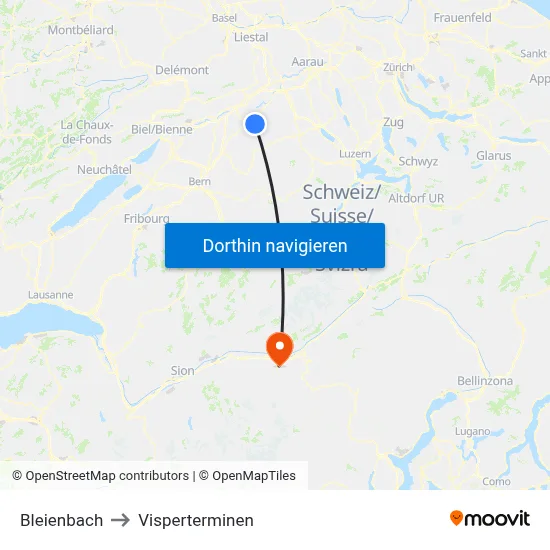 Bleienbach to Visperterminen map