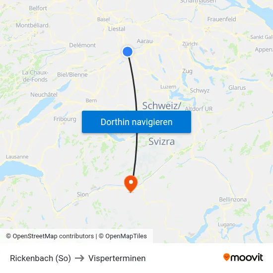 Rickenbach (So) to Visperterminen map