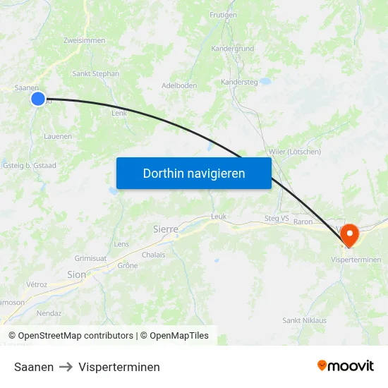 Saanen to Visperterminen map