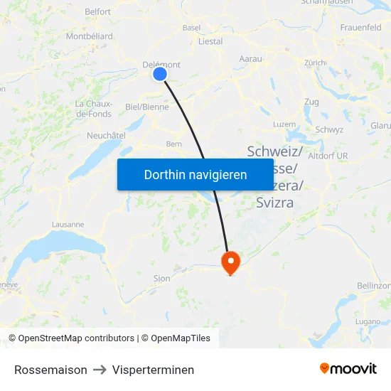 Rossemaison to Visperterminen map